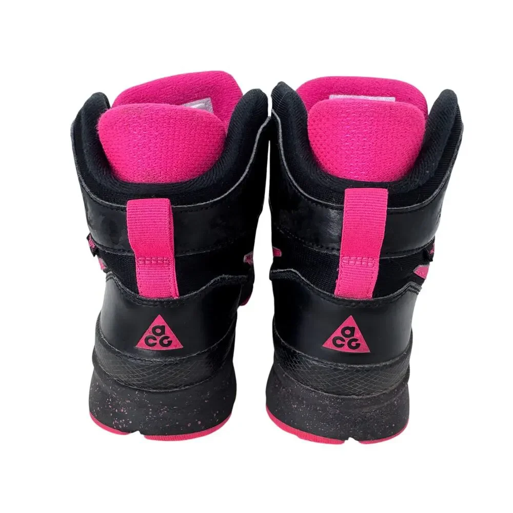 Nike Stasis ACG‎ High Sneakers Youth Size 3.5 Black Pink Logo Lace Up 685610-002